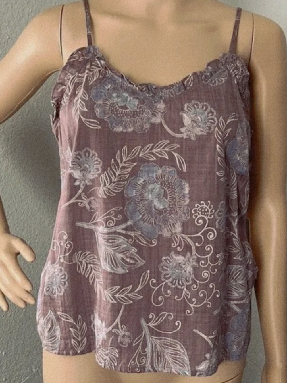 a.n.a Sweetheart Neck Tank Top In Mauve Floral Nova Pattern